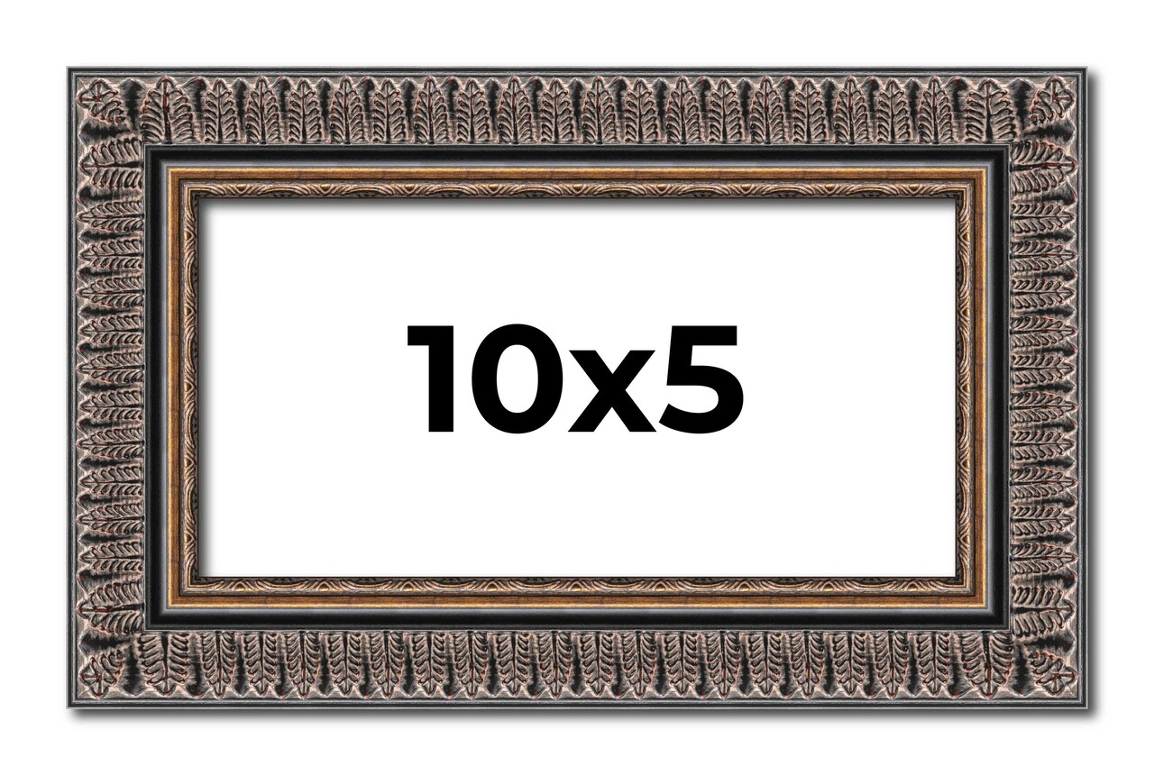 Panoramic Ornate Black Picture Frame - UV Acrylic, Foam Board Backing, Hanging Hardware